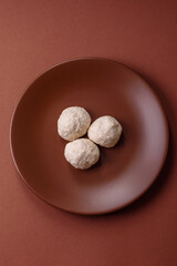 Chicken meatballs, cutlets steamed with salt and spices, a healthy meal