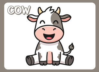Cute little cow  happy smile cartoon illustration.