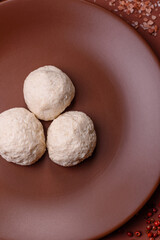 Chicken meatballs, cutlets steamed with salt and spices, a healthy meal