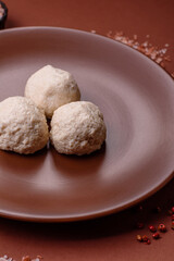 Chicken meatballs, cutlets steamed with salt and spices, a healthy meal