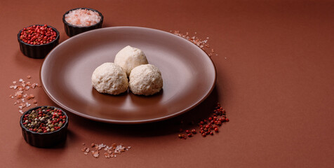 Chicken meatballs, cutlets steamed with salt and spices, a healthy meal