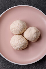 Chicken meatballs, cutlets steamed with salt and spices, a healthy meal