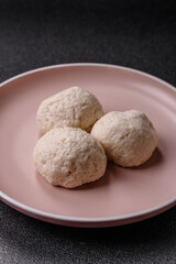 Chicken meatballs, cutlets steamed with salt and spices, a healthy meal