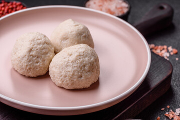Chicken meatballs, cutlets steamed with salt and spices, a healthy meal