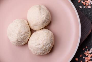 Chicken meatballs, cutlets steamed with salt and spices, a healthy meal
