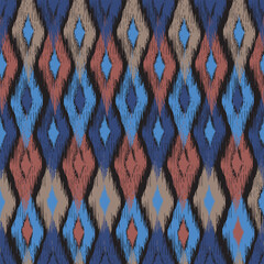 Ikat seamless pattern with hand drawn element sketch vector illustration