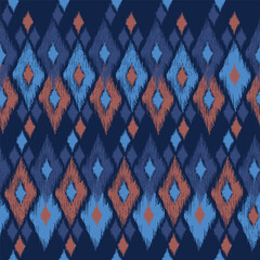 Ikat seamless pattern with hand drawn element sketch vector illustration