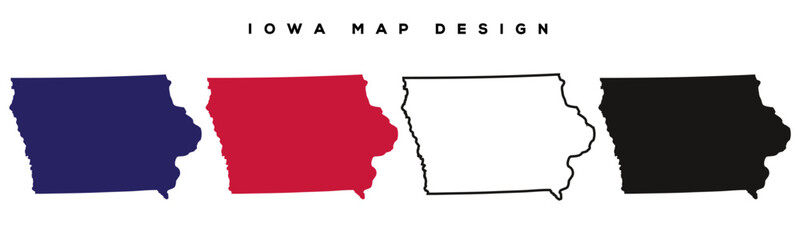 IOWA State Map &ndash; Vintage Style Illustration with Labeled Cities and Borders