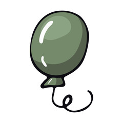 Green balloon isolated on white background. Balloon for children's party in cartoon style. Vector illustration.