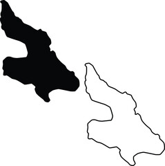 Map of Manzanita Lake California USA Silhouette Flat and Outline Design