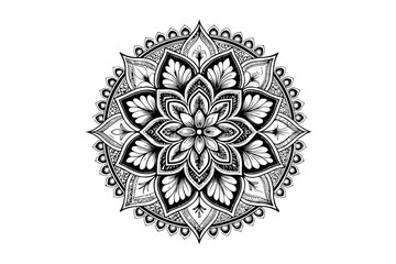 Ornamental round lace mandala pattern with floral vintage decoration