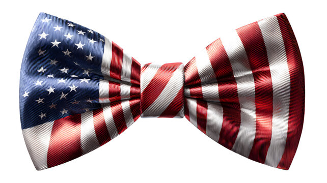 A stylish bow tie featuring the american flag design showcasing patriotism and national pride for patriotic events and formal occasions isolated on white transparent