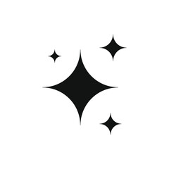 Shine or Sparkling star in black color on white background isolated vector illustration. Sparkle star doodles icon or shine star icon in vector 