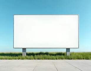 Obraz premium Blank Billboard Mockup Large Outdoor Advertising Sign, Clear Sky Background