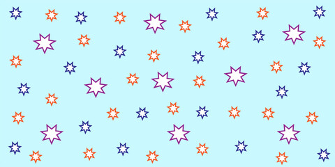 Scattered eight pointed stars on light blue background