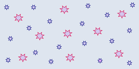Scattered eight pointed stars on light blue background