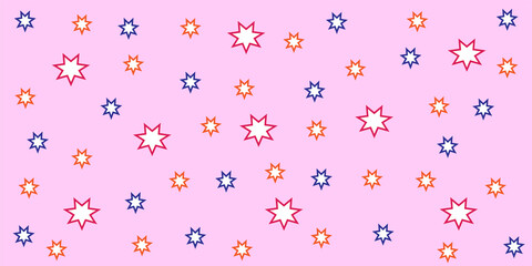 Scattered eight pointed stars on pink background