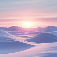 soft pink sunset over endless snow terrain