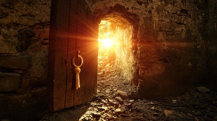 Sunlight through a weathered doorway