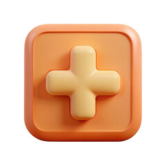 Obraz premium 3d orange plus icon button isolated on transparent background