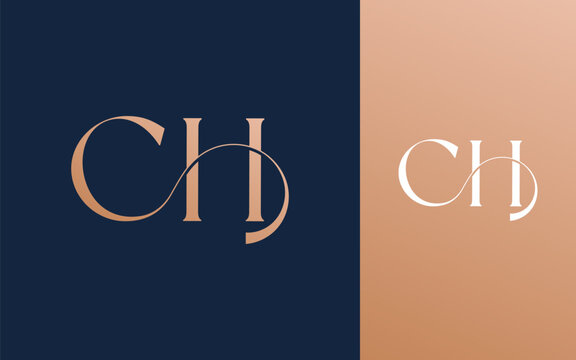 Initial letter CH HC logo design vector illustration for couple, wedding, and business