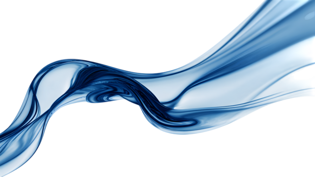 Abstract flowing blue wave on isolated on white transparent background artistic digital illustration symbolizing movement and fluidity suitable for various design purposes
