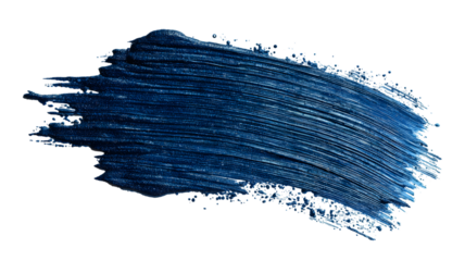 Abstract navy blue brushstroke on background creative artistic textured paint design element for graphic design concepts. isolated on white transparent