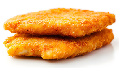 breaded fish, close-up, isolated on a white background