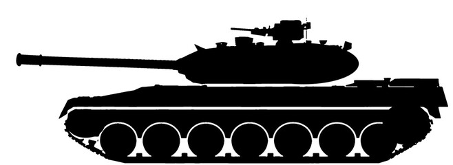 Fototapeta premium tank black silhouette smooth simplified, side-view, isolated