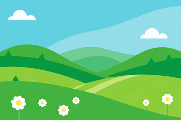 Fototapeta premium Serene Rolling Hills Landscape A picturesque view of nature's beauty