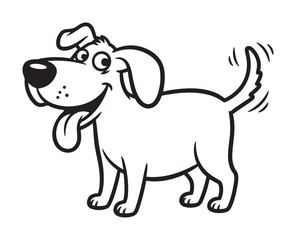 Fototapeta premium Cartoon dog with floppy ears and wagging tail vector illustration