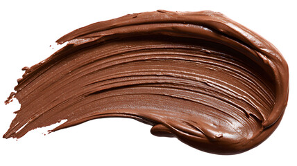 Artistic texture of rich brown creamy substance on isolated on white transparent background showing brush strokes for beauty or food concept
