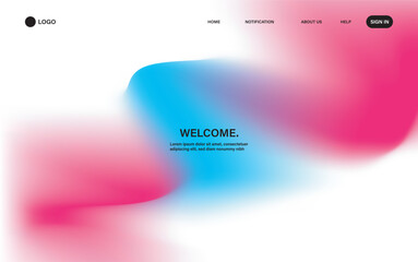  Modern Website Landing Page Template with Pink and Blue Gradient Fluid Wave Background and Minimal Navigation Interface for Creative Web Design Projects