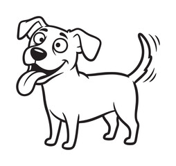 Fototapeta premium Happy cartoon dog wags its tail with a big smile on face
