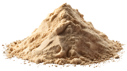 Beige powdered substance pile isolated on background close up texture details perfect for food and cosmetic concepts