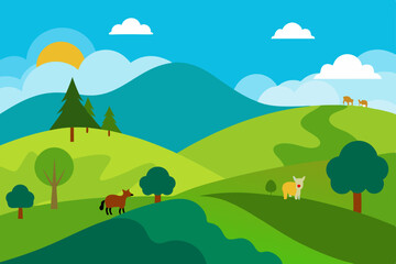 Fototapeta premium Serene Rolling Hills Landscape A Picturesque View of Nature's Beauty