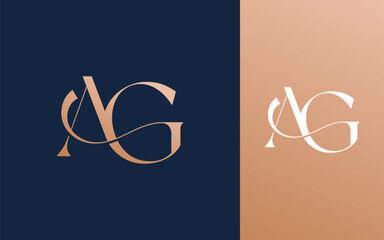 Initial letter AG GA logo design vector illustration for couple, wedding, and business