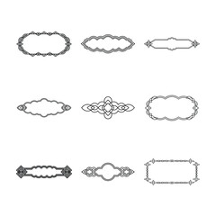 Collection of Nine Black and White Decorative Frames and Design Elements