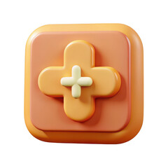 Obraz premium 3d rendered orange plus icon isolated on transparent background