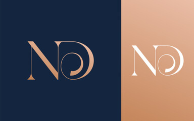 Initial letter ND DN logo design vector illustration for couple, wedding, and business