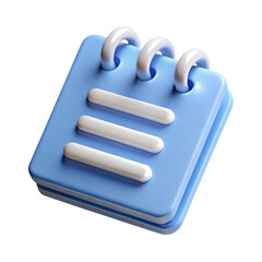 3d render blue notepad icon isolated on transparent background