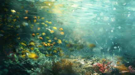 Obraz premium Colorful fish and coral reef underwater scene