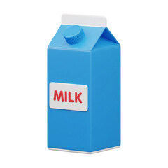 Fototapeta premium 3D Render Icon of a Blue Milk Carton with a Label on White Background