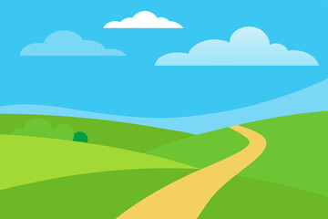 Obraz premium Serene Rolling Hills Landscape A Picturesque Countryside Path