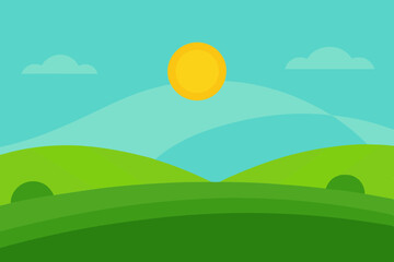 Obraz premium Serene Sunrise Rolling Hills Landscape Illustration
