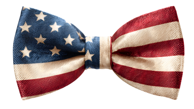 Close up view of a stylish bow tie decorated with the american flag pattern against a background - Powered by Adobe