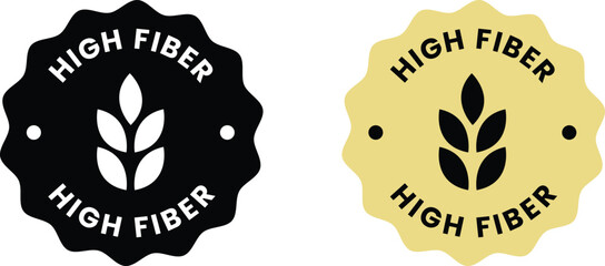 High fiber stamp sign vector isolated. High fiber icon for product packaging design element. High fiber label for packaging design element.