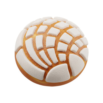 3D Render Icon of a Mexican Sweet Bread Concha on White Background