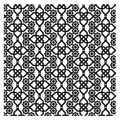 black and white seamless pattern, monochrome geometric repeating pattern, Islamic geometric art, interlocking lines or radiating smaller triangles, rotational symmetry, Islamic geometric patterns, 