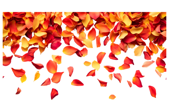 Red and Pink rose petals on transparent background